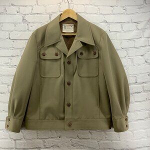Vintage London Fog Shacket Jacket Mens Beige Brown Button Down FLAW